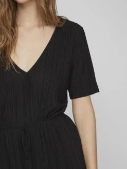 Vila Kleider*VIPLISA V-NECK S/S DRESS/SU/VOL Black