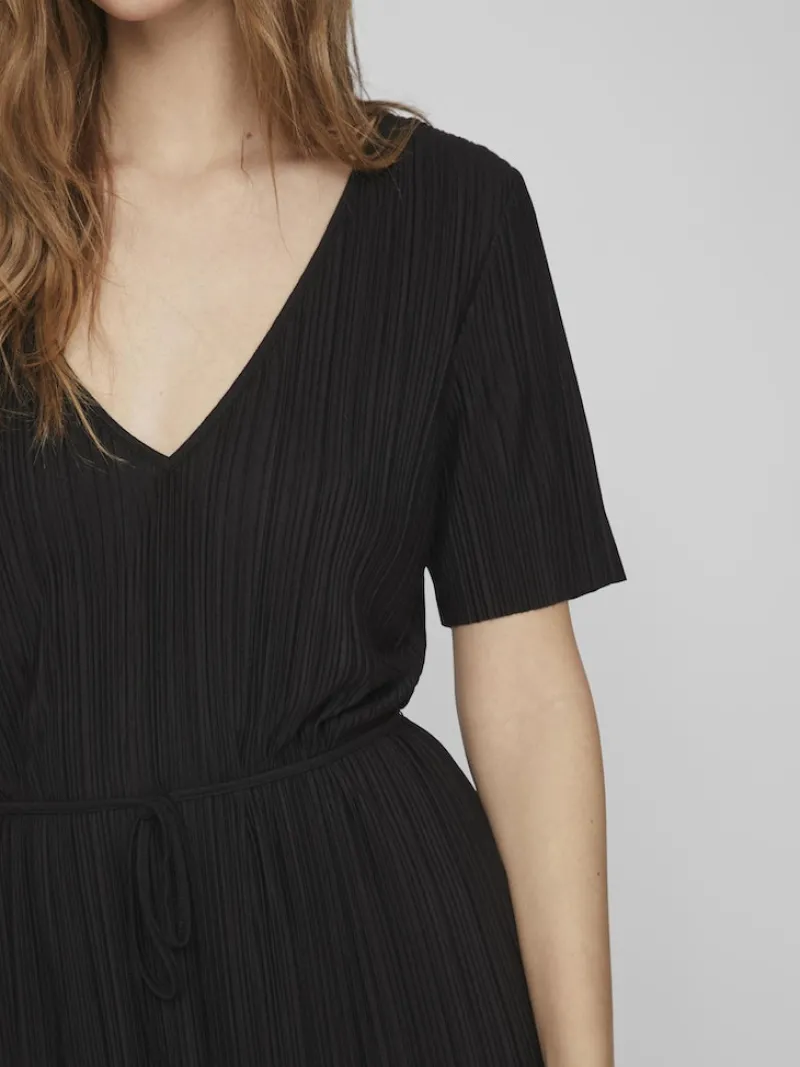 Vila Kleider*VIPLISA V-NECK S/S DRESS/SU/VOL Black