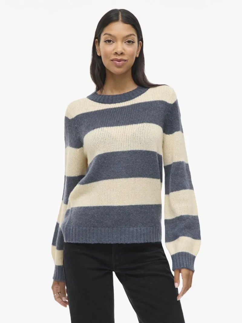 Vila Pullover & Sweatshirts*VIPOLANA NEW L/S STRIPE KNIT TOP Vintage Indigo