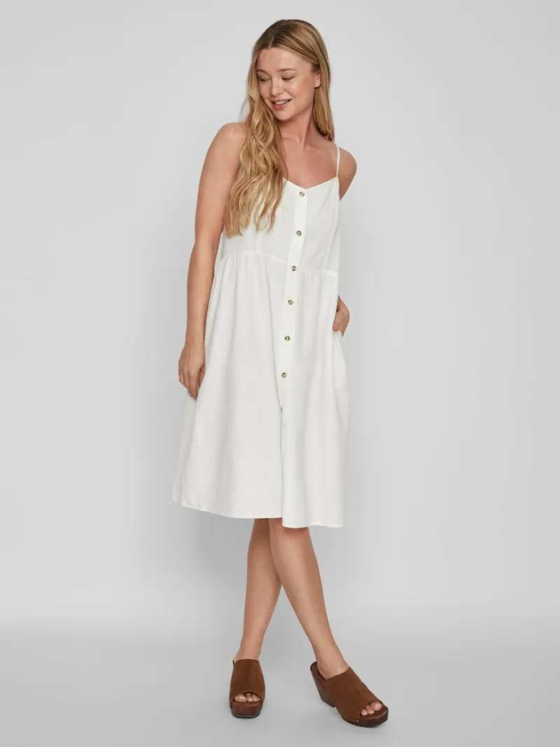 Vila Kleider*VIPRISILLA NEW S/L STRAP KNEE DRESS Snow White