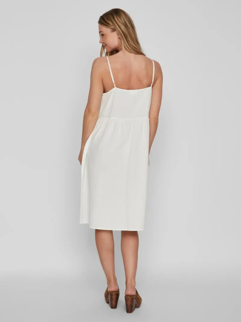 Vila Kleider*VIPRISILLA NEW S/L STRAP KNEE DRESS Snow White