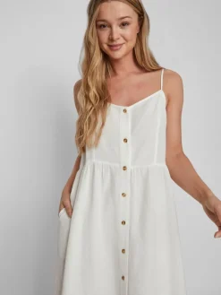Vila Kleider*VIPRISILLA NEW S/L STRAP KNEE DRESS Snow White