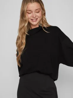 Vila Pullover & Sweatshirts*VIREFLECTA HIGH NECK L/S SWEAT TOP/SU Black