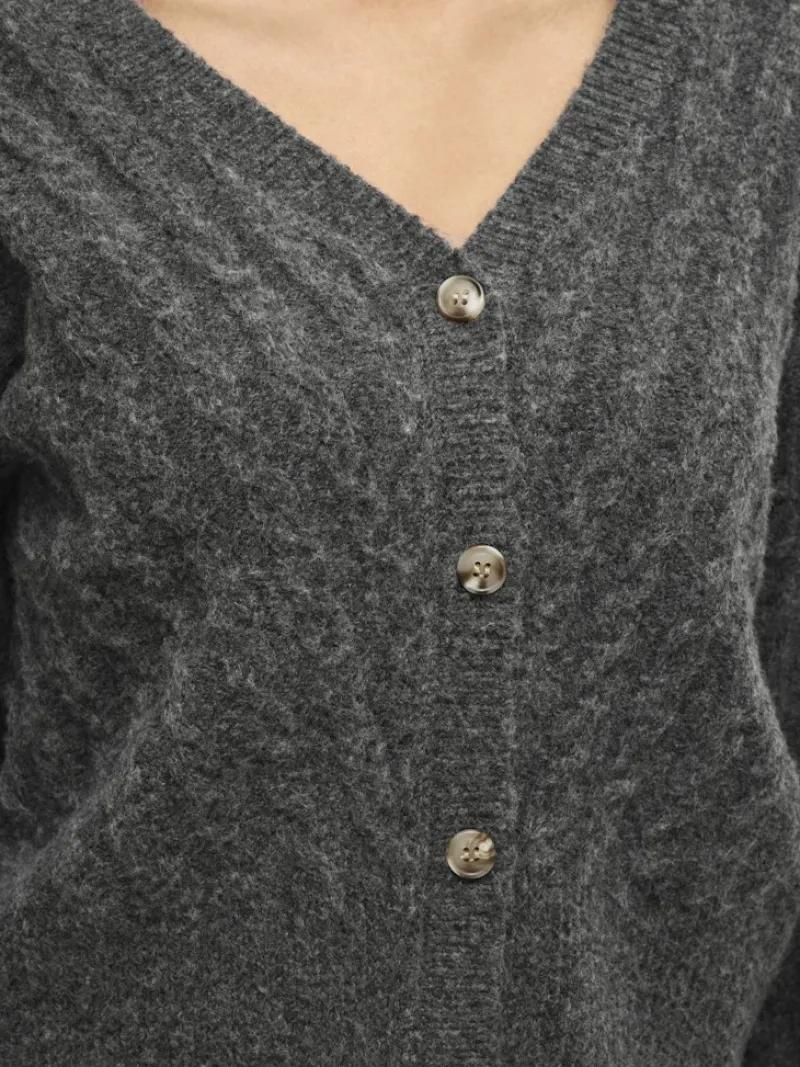 Vila Pullover & Sweatshirts*VIRELLI V-NECK L/S CABLE KNIT CARDI/BFS Dark Grey Melange