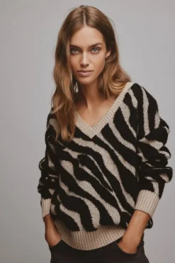 Vila Pullover & Sweatshirts*VIRIL FEAMI MIX V-NECK L/S KNIT TOP-NOOS natural melange