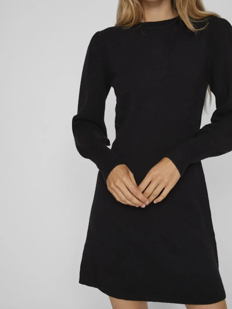 Vila Kleider*VIRIL L/S A-SHAPE KNIT DRESS Black