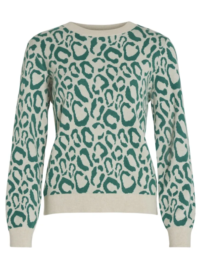 Vila Pullover & Sweatshirts*VIRIL L/S JACQUARD KNIT TOP/4 Ultramarine Green