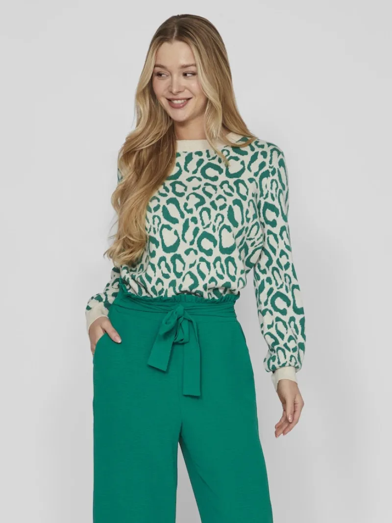 Vila Pullover & Sweatshirts*VIRIL L/S JACQUARD KNIT TOP/4 Ultramarine Green