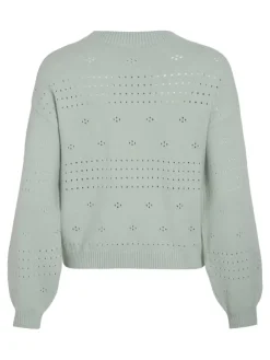 Vila Pullover & Sweatshirts*VIRIL L/S O-NECK POINTELLE KNIT TOP-NOOS silt green