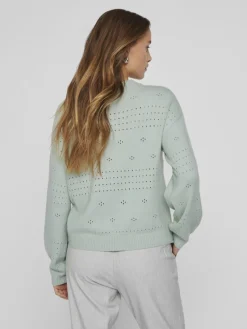 Vila Pullover & Sweatshirts*VIRIL L/S O-NECK POINTELLE KNIT TOP-NOOS silt green