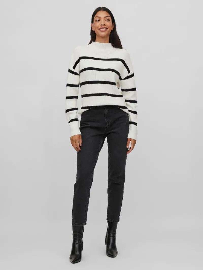 Vila Pullover & Sweatshirts*VIRIL MOCKNECK L/S KNIT RIB TOP - NOOS white alyssum