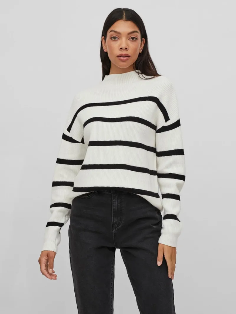Vila Pullover & Sweatshirts*VIRIL MOCKNECK L/S KNIT RIB TOP - NOOS white alyssum