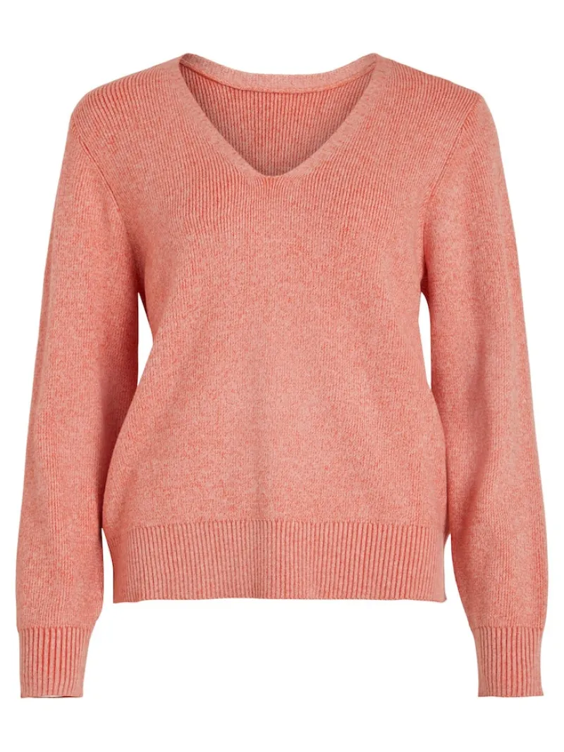 Vila Pullover & Sweatshirts*VIRIL MULTI V-NECK L/S KNIT TOP - NOOS Misty Rose