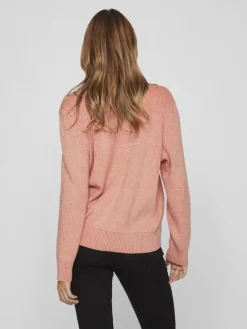 Vila Pullover & Sweatshirts*VIRIL MULTI V-NECK L/S KNIT TOP - NOOS Misty Rose