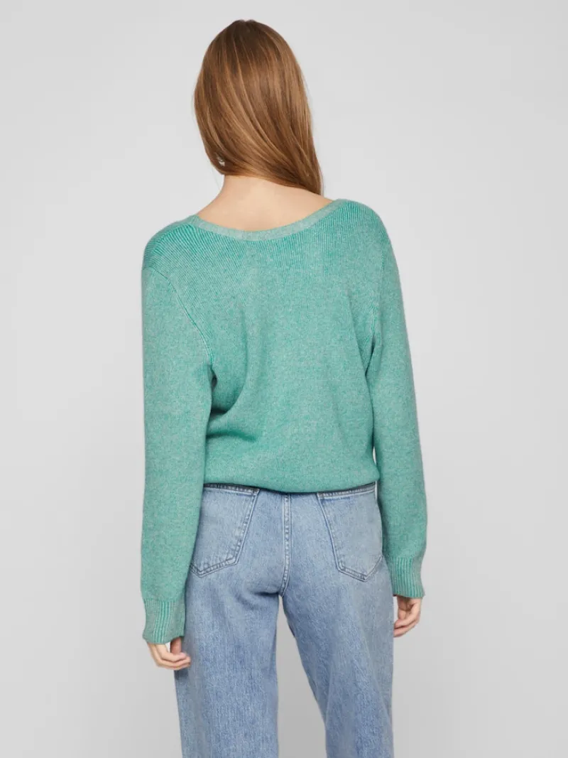 Vila Pullover & Sweatshirts*VIRIL MULTI V-NECK L/S KNIT TOP - NOOS green milieu