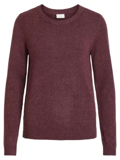 Vila Pullover & Sweatshirts*VIRIL O-NECK L/S KNIT TOP-FAV Winetasting