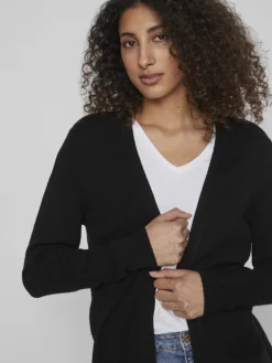 Vila Pullover & Sweatshirts*VIRIL OPEN L/S KNIT CARDIGAN - NOOS Black