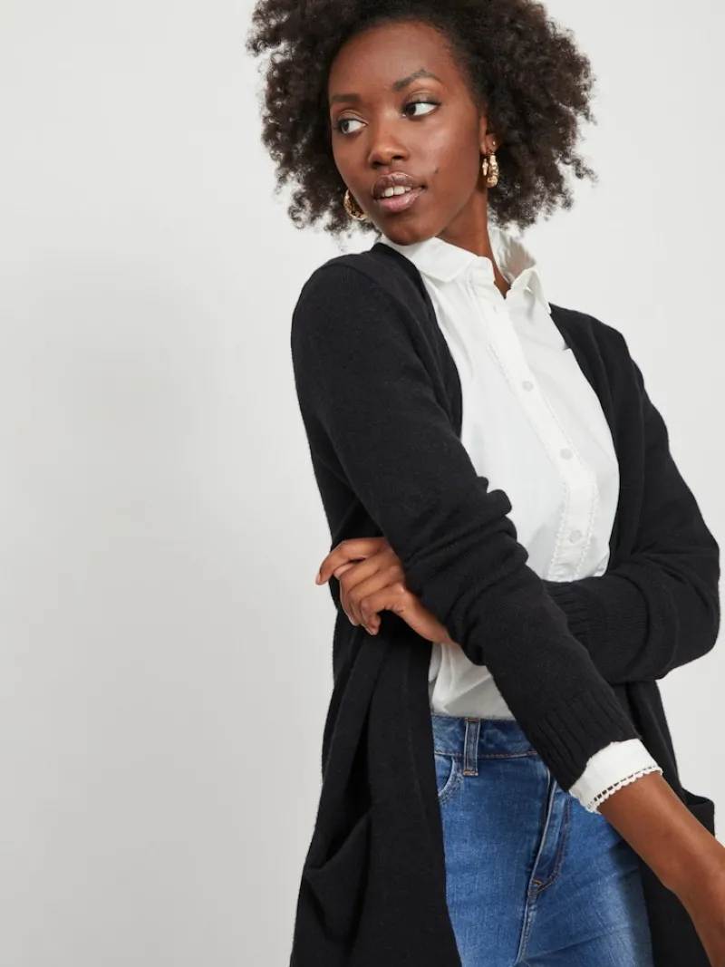 Vila Pullover & Sweatshirts*VIRIL OPEN L/S KNIT CARDIGAN - NOOS Black