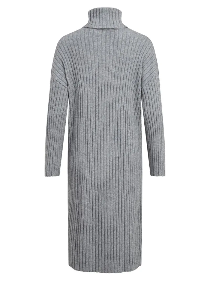 Vila Kleider*VIRIL ROLLNECK L/S SLIT KNIT DRESS/L Medium Grey Melange