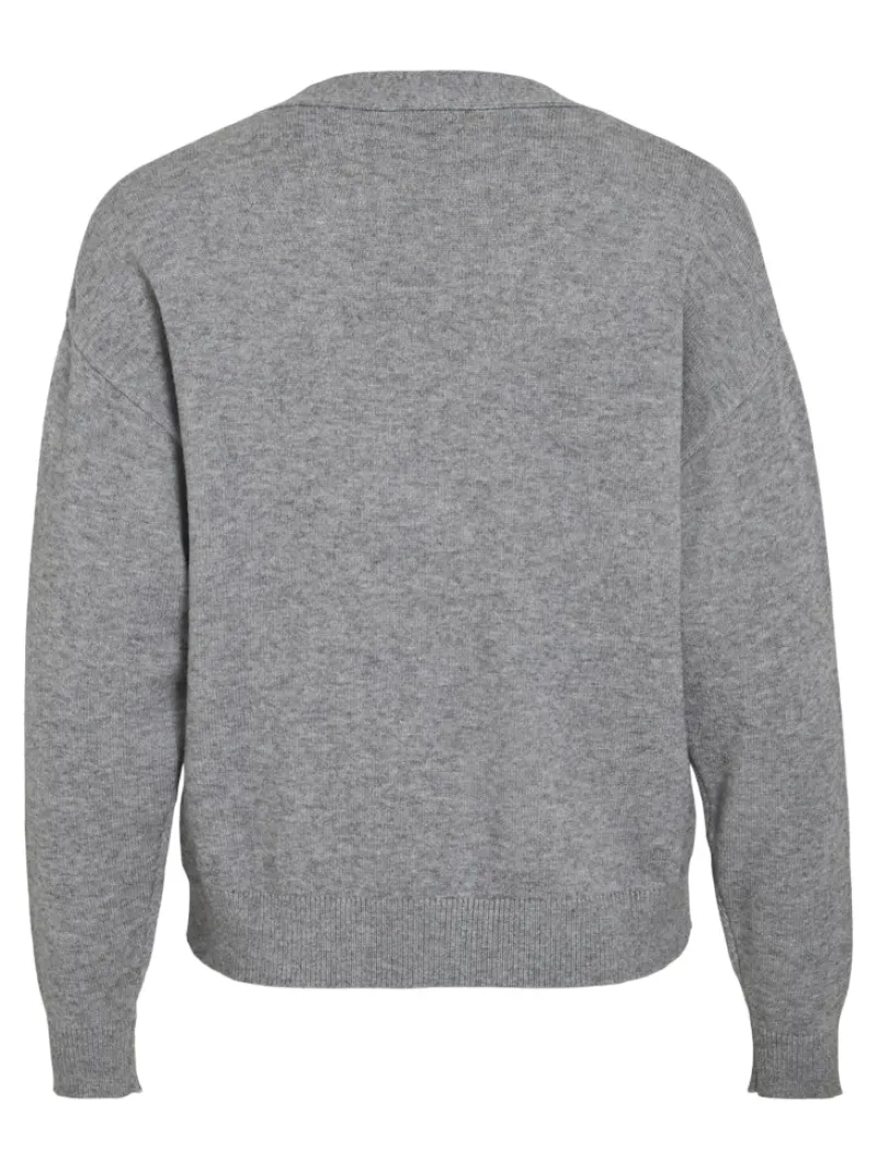 Vila Pullover & Sweatshirts*VIRIL V-NECK KNIT CARDIGAN - NOOS Medium Grey Melange