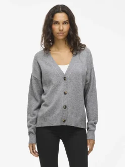 Vila Pullover & Sweatshirts*VIRIL V-NECK KNIT CARDIGAN - NOOS Medium Grey Melange