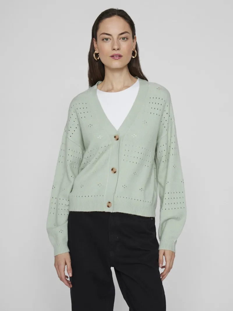 Vila Pullover & Sweatshirts*VIRIL V-NECK L/S KNIT CARDIGAN - NOOS silt green