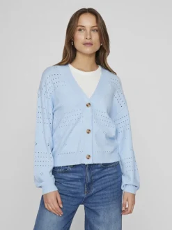 Vila Pullover & Sweatshirts*VIRIL V-NECK L/S KNIT CARDIGAN - NOOS kentucky blue