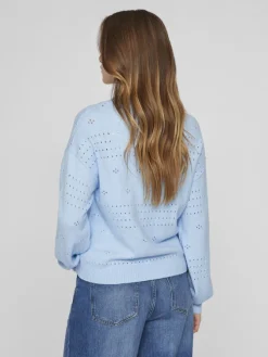 Vila Pullover & Sweatshirts*VIRIL V-NECK L/S KNIT CARDIGAN - NOOS kentucky blue