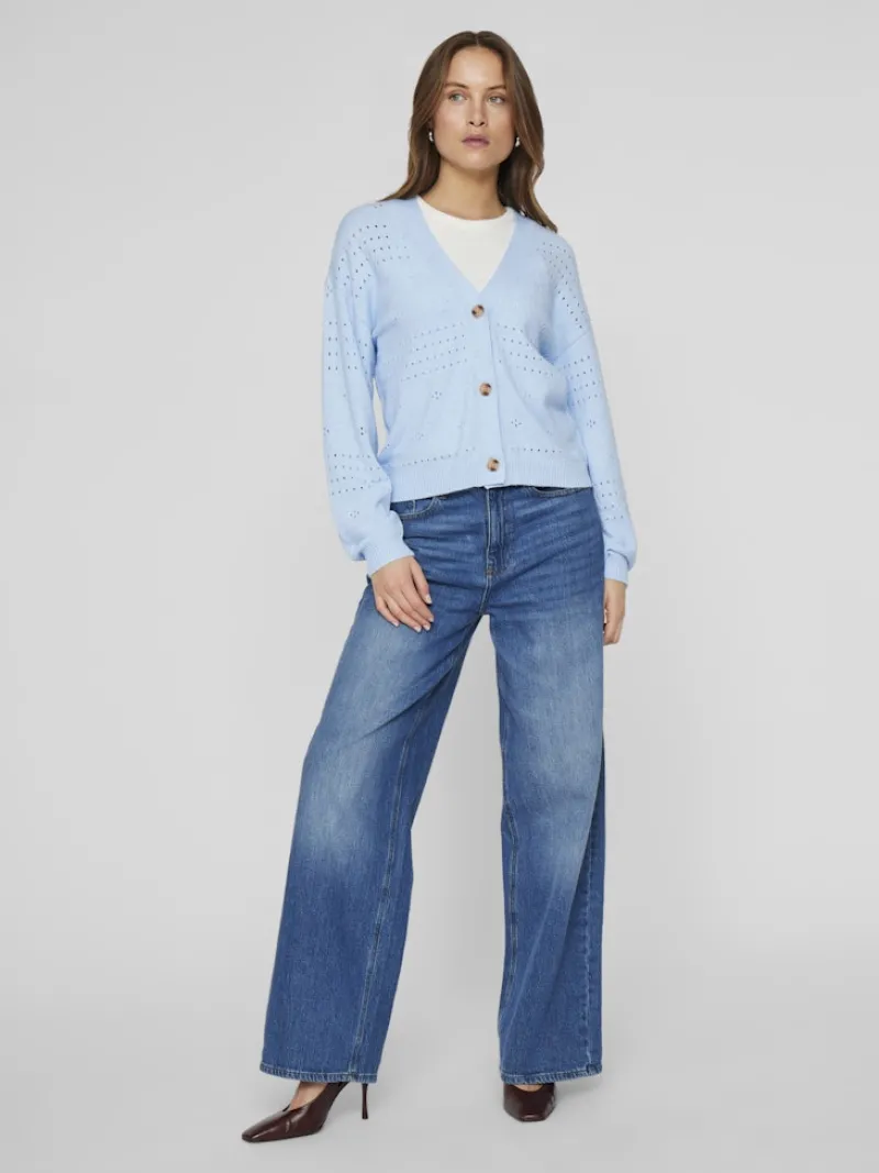 Vila Pullover & Sweatshirts*VIRIL V-NECK L/S KNIT CARDIGAN - NOOS kentucky blue