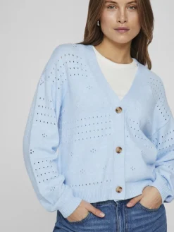 Vila Pullover & Sweatshirts*VIRIL V-NECK L/S KNIT CARDIGAN - NOOS kentucky blue