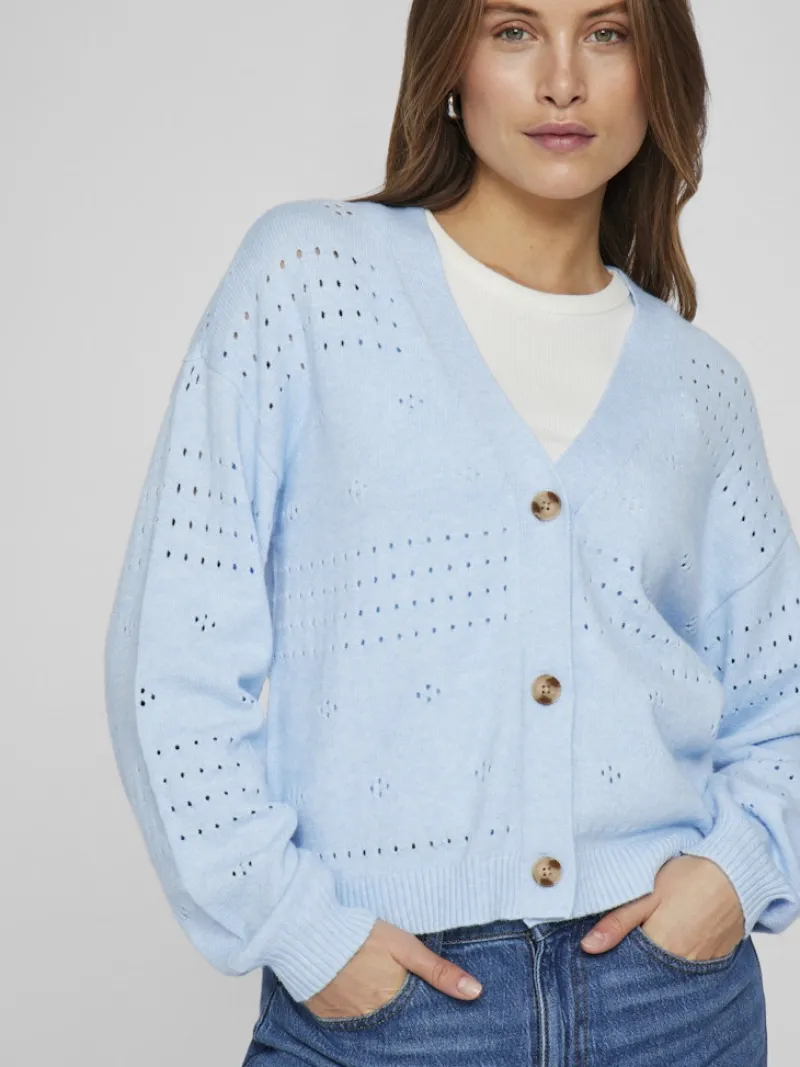 Vila Pullover & Sweatshirts*VIRIL V-NECK L/S KNIT CARDIGAN - NOOS kentucky blue