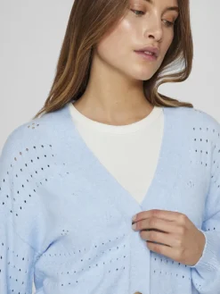 Vila Pullover & Sweatshirts*VIRIL V-NECK L/S KNIT CARDIGAN - NOOS kentucky blue