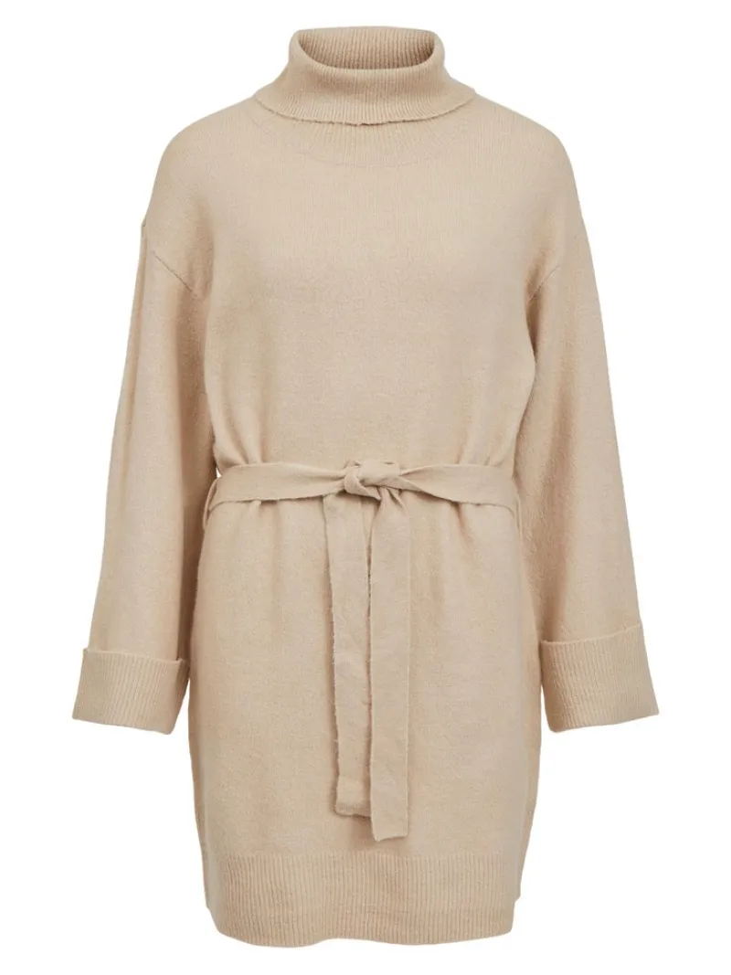 Vila Kleider*VIROLFIE L/S TIE BELT KNIT DRESS - NOOS natural melange