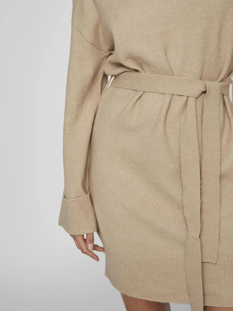 Vila Kleider*VIROLFIE L/S TIE BELT KNIT DRESS - NOOS natural melange