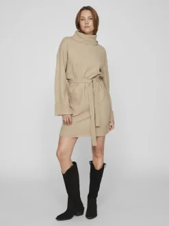 Vila Kleider*VIROLFIE L/S TIE BELT KNIT DRESS - NOOS natural melange