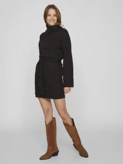 Vila Kleider*VIROLFIE L/S TIE BELT KNIT DRESS - NOOS Black
