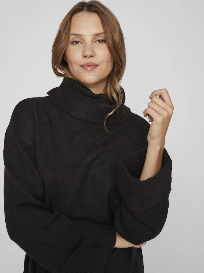 Vila Kleider*VIROLFIE L/S TIE BELT KNIT DRESS - NOOS Black