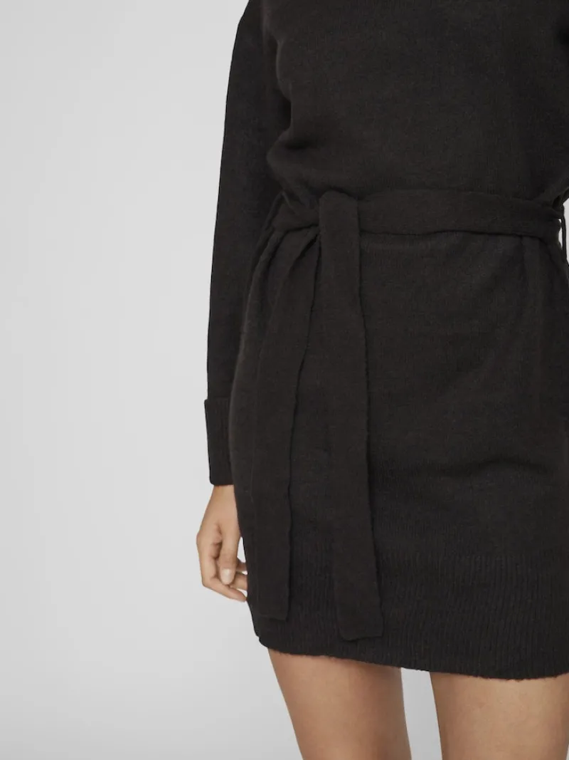 Vila Kleider*VIROLFIE L/S TIE BELT KNIT DRESS - NOOS Black