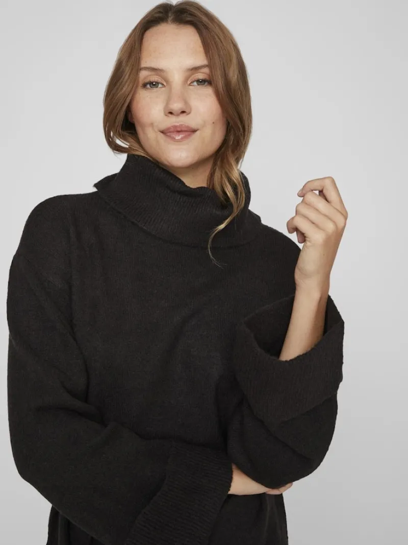 Vila Kleider*VIROLFIE L/S TIE BELT KNIT DRESS - NOOS Black