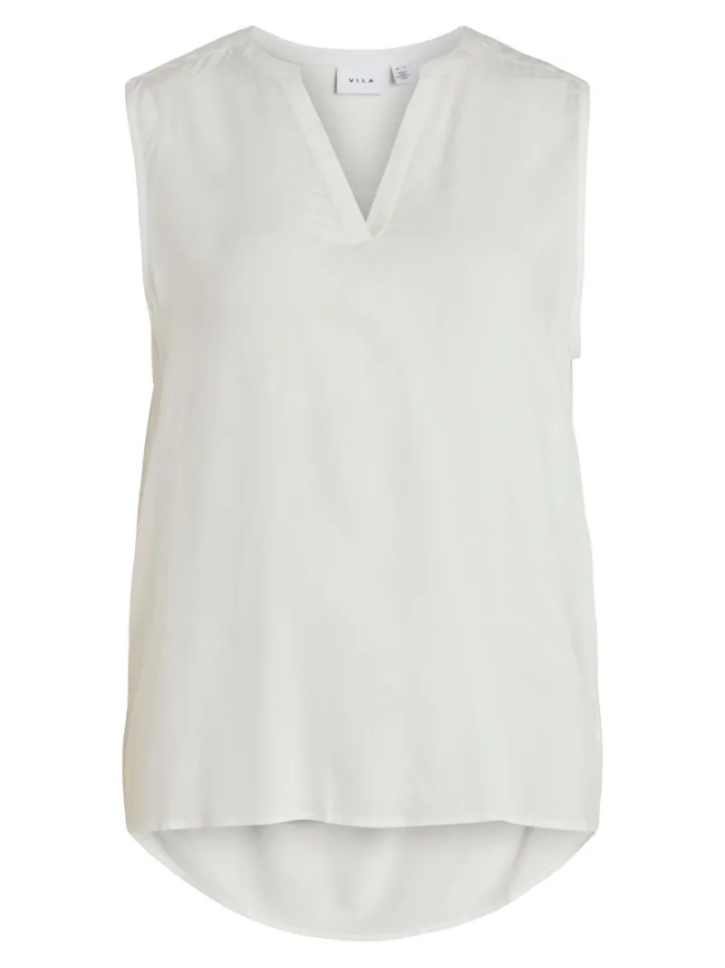 Vila Blusen*VIROMA V-NECK S/L TOP - NOOS Snow White
