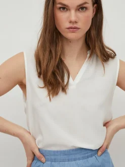 Vila Blusen*VIROMA V-NECK S/L TOP - NOOS Snow White