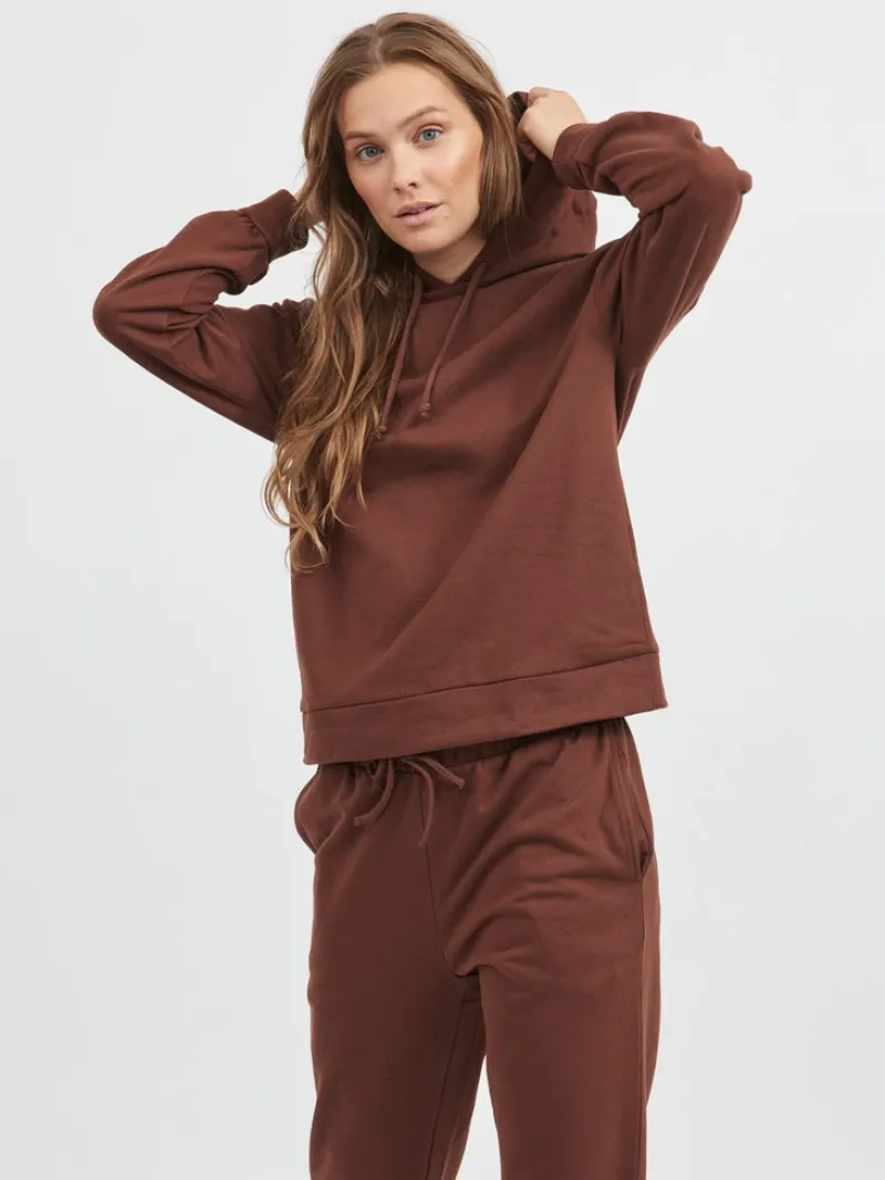 Vila Pullover & Sweatshirts*VIRUSTIE SWEAT HOODIE TOP - NOOS chocolate lab
