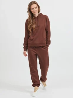 Vila Pullover & Sweatshirts*VIRUSTIE SWEAT HOODIE TOP - NOOS chocolate lab