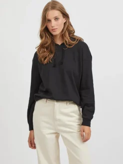Vila Pullover & Sweatshirts*VIRUSTIE SWEAT HOODIE TOP - NOOS Black