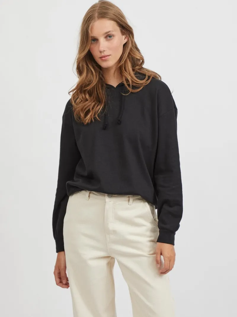 Vila Pullover & Sweatshirts*VIRUSTIE SWEAT HOODIE TOP - NOOS Black