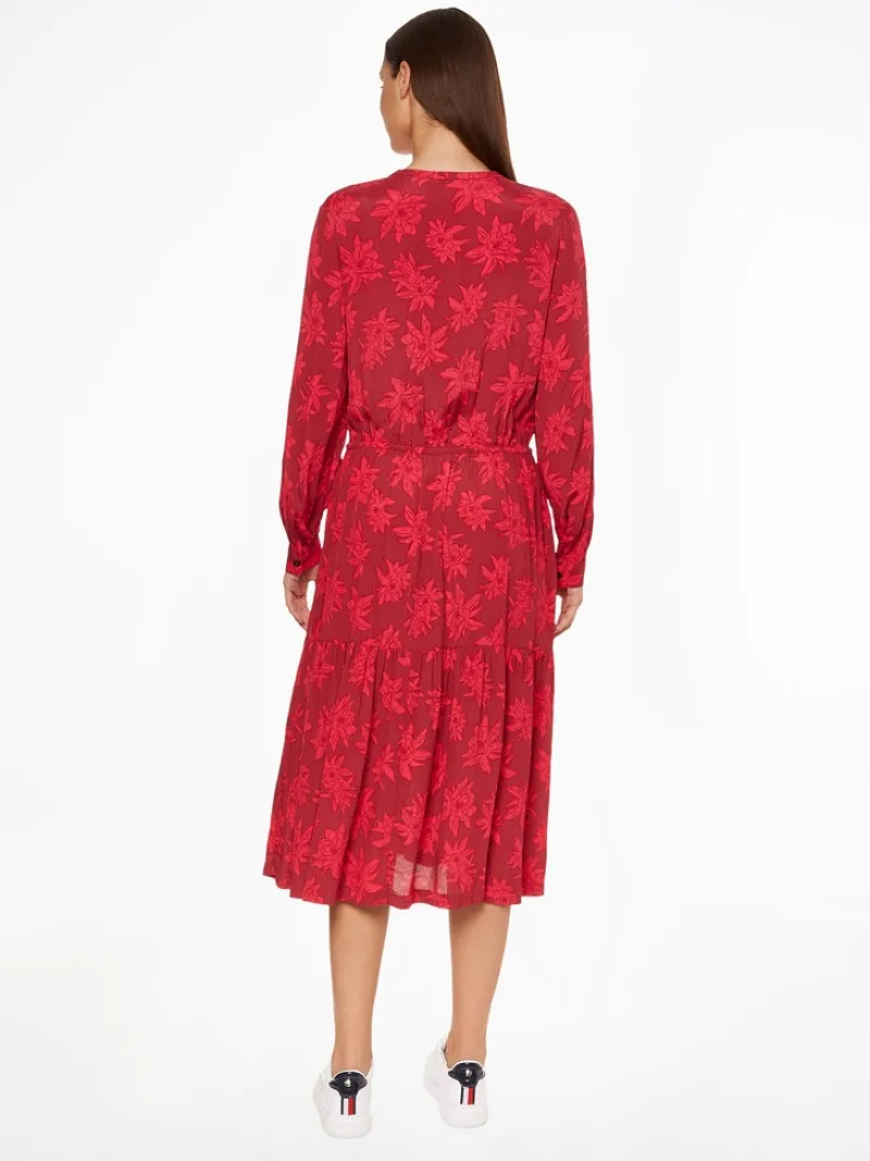Tommy Hilfiger Kleider*VIS CREPE MIDI SHIFT DRESS LS mid scale bloom pink splendor