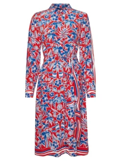 Tommy Hilfiger Kleider*VIS SCARF KNEE SHIRT DRESS LS island scarf red