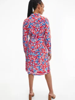 Tommy Hilfiger Kleider*VIS SCARF KNEE SHIRT DRESS LS island scarf red