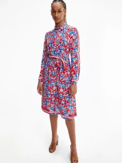 Tommy Hilfiger Kleider*VIS SCARF KNEE SHIRT DRESS LS island scarf red