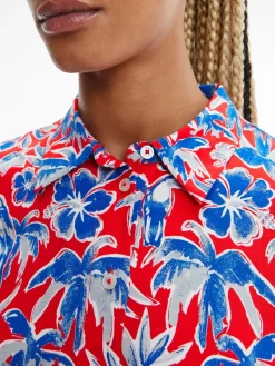 Tommy Hilfiger Kleider*VIS SCARF KNEE SHIRT DRESS LS island scarf red